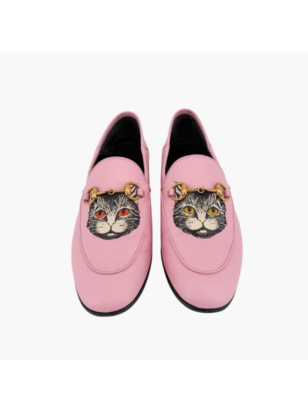 Gucci Mystic Cat Brixton Horsebit Loafers Pink Leather Size 37.5 US 7.5 Women's - Picture 2 of 15
